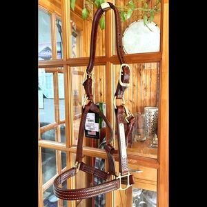 🐴*NEW Leather Halter w/ Matching Lead Line